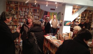 Guests at Over the Moon bookstore reading party